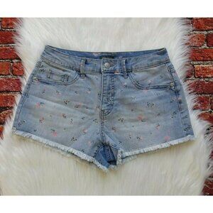 💰3/$25 Wild Fable Women's Denim Jean Shorts Cut-Off Floral Stretch Raw Hem  6